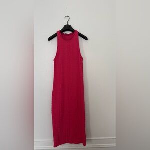 Zara Sleeveless Pink Cable-Knit Midi Dress